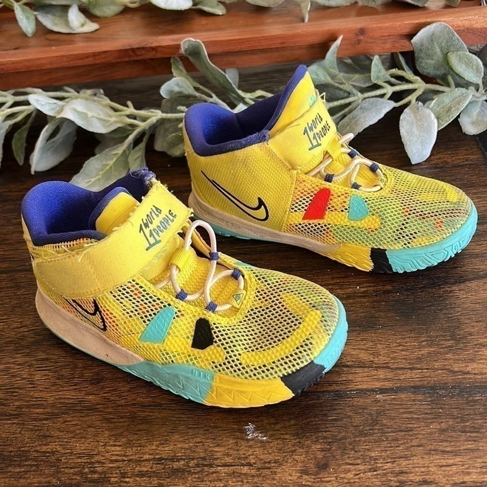 Nike Kyrie 7 "Yellow Strike/Green Abyss/Bright Crimson/Black" Toddler size 10 - Picture 3 of 12